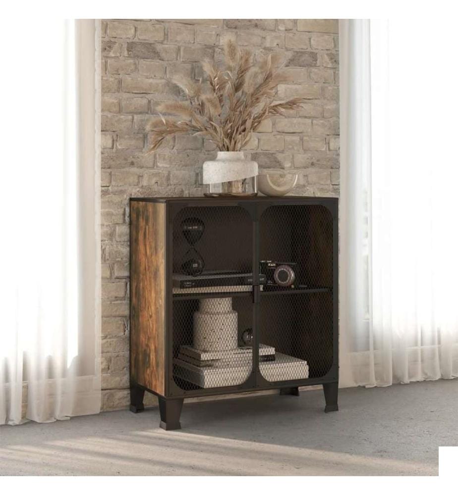 Armoire de rangement Marron rustique 72x36x82 cm Métal et MDF