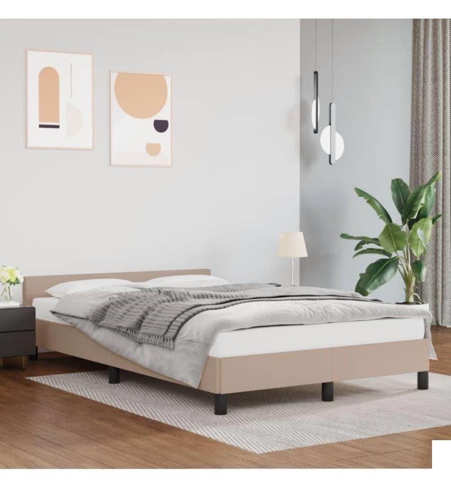 Cadre de lit avec tête de lit Cappuccino 140x200 cm Similicuir