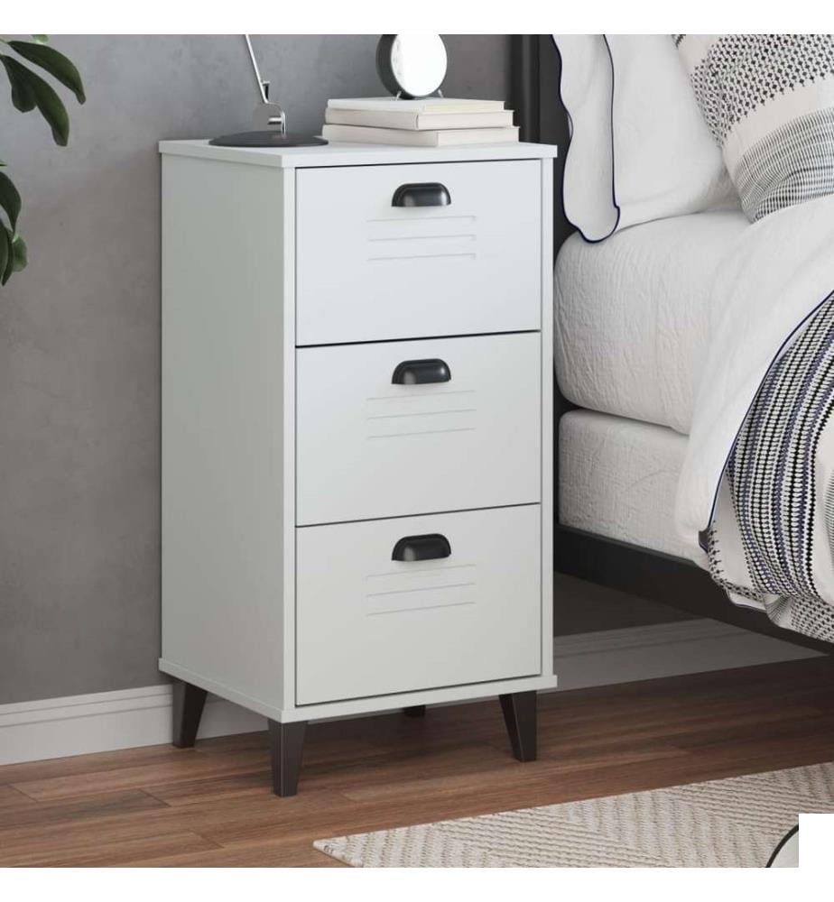 Table de chevet VIKEN blanc bois de pin solide