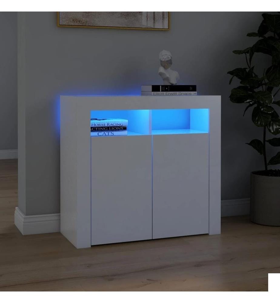 Buffet avec lumières LED Blanc 80x35x75 cm