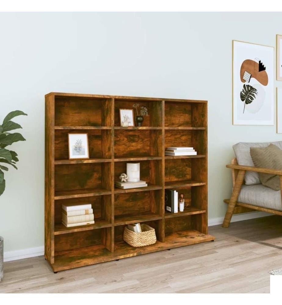 Armoire à CD Chêne fumé 102x23x89,5 cm Bois d'ingénierie