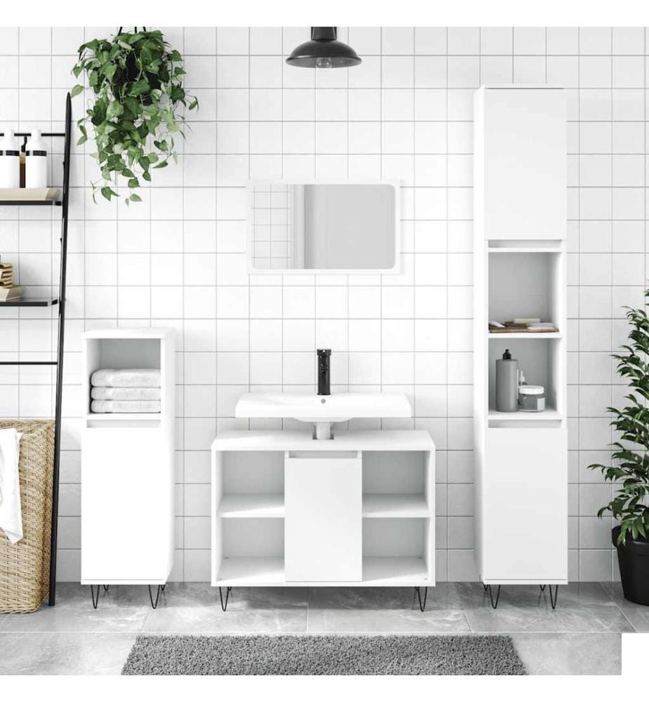 Armoire de salle de bain blanc 80x33x60 cm bois d'ingénierie