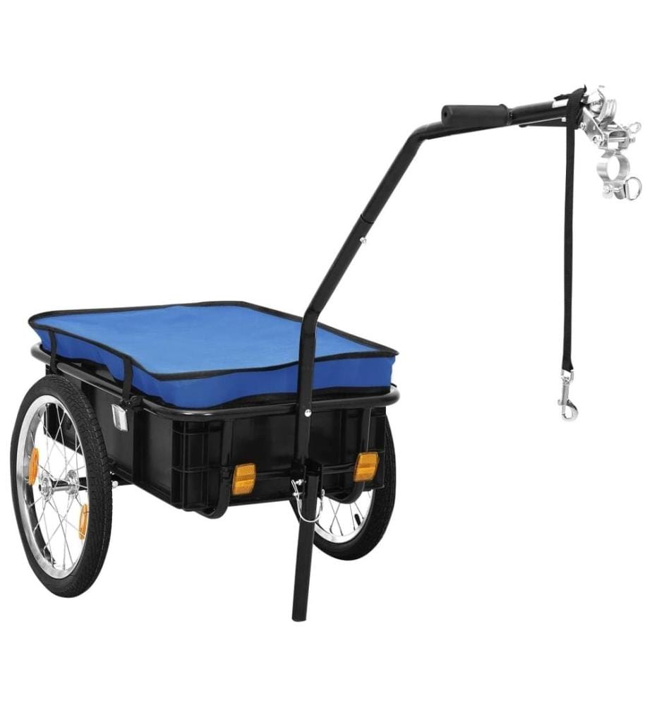 Remorque de vélo/chariot à main 155x60x83 cm acier bleu