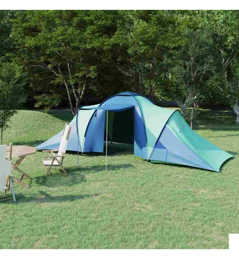 Tente de camping pour 6 personnes bleu et vert