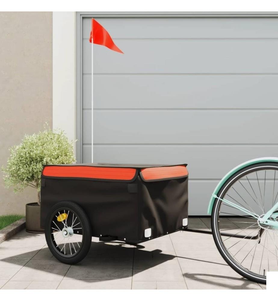 Remorque de vélo noir et orange 45 kg fer