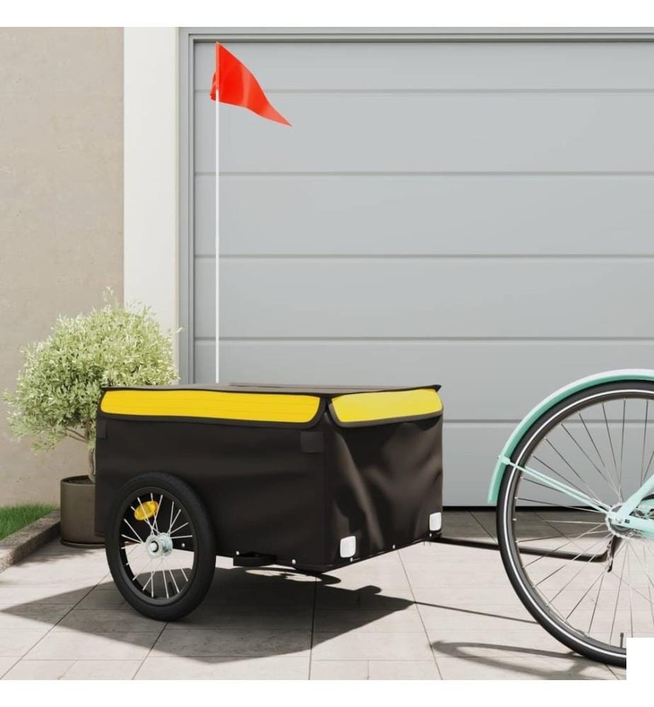 Remorque de vélo noir et jaune 45 kg fer