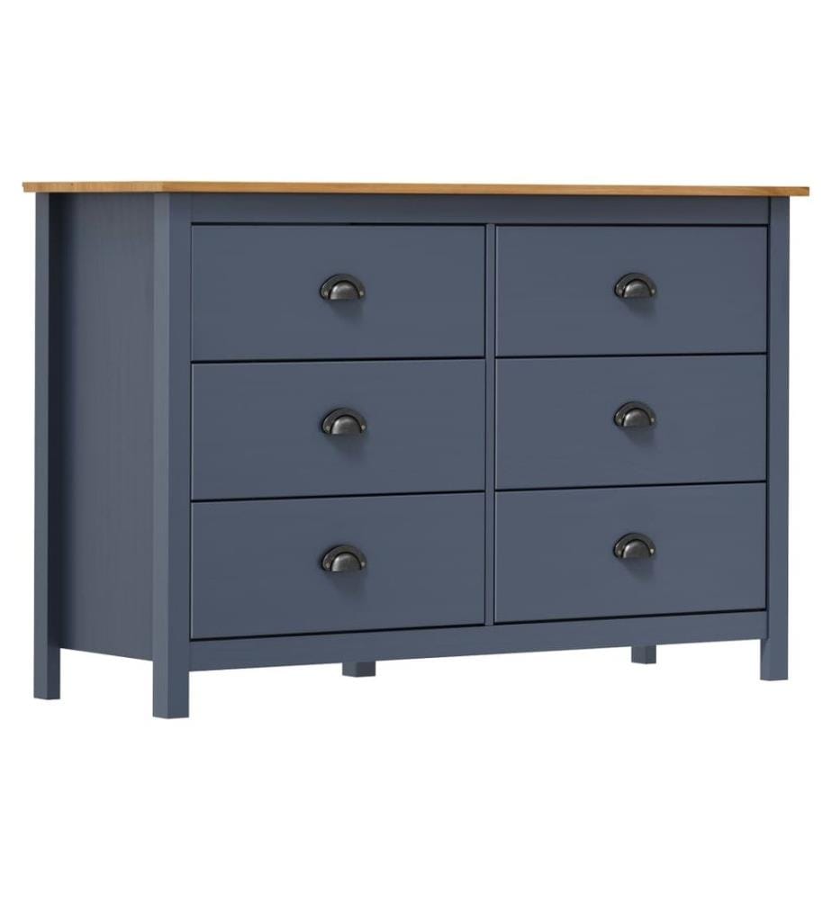 Buffet Hill Gris 125x40x80 cm Bois de pin solide