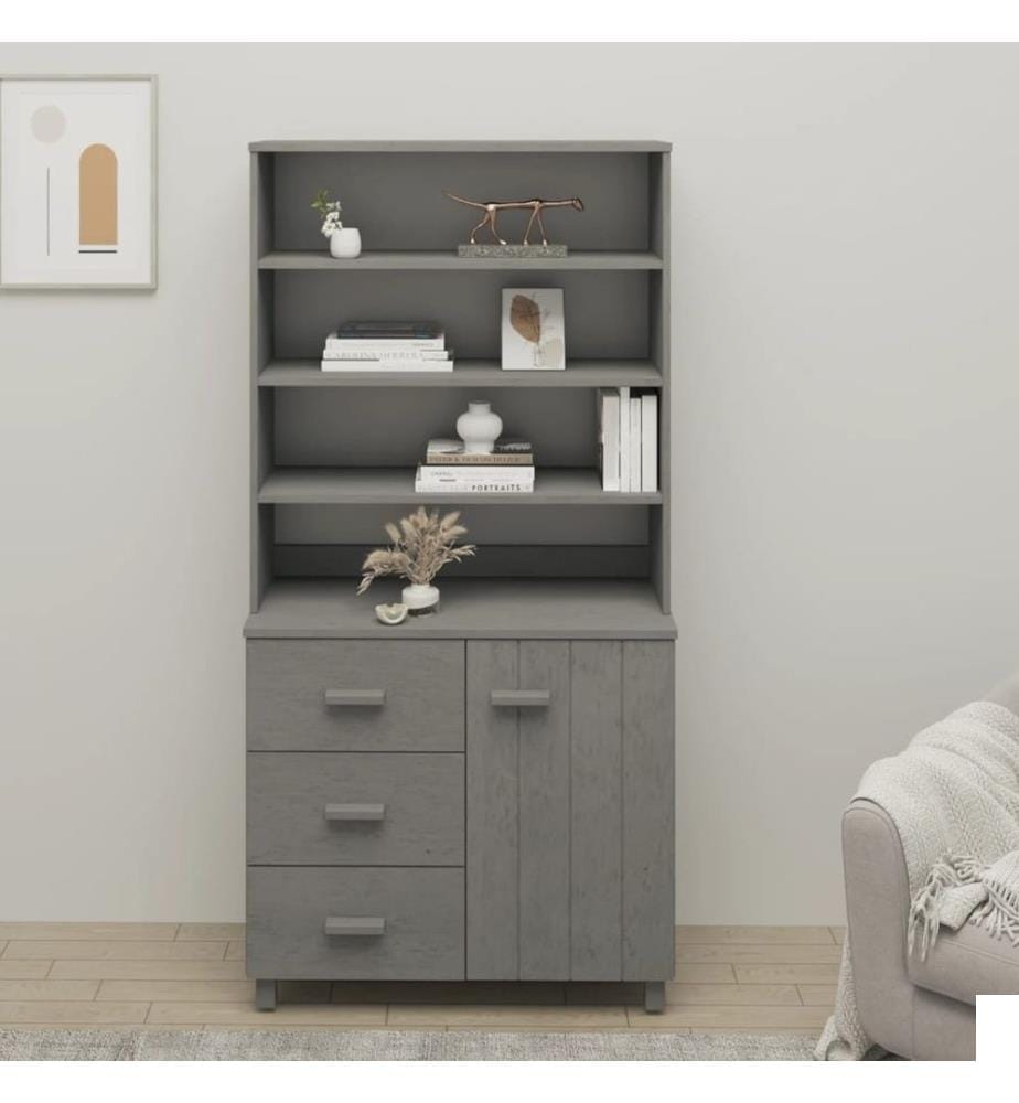 Buffet HAMAR Bois massif de pin Gris clair