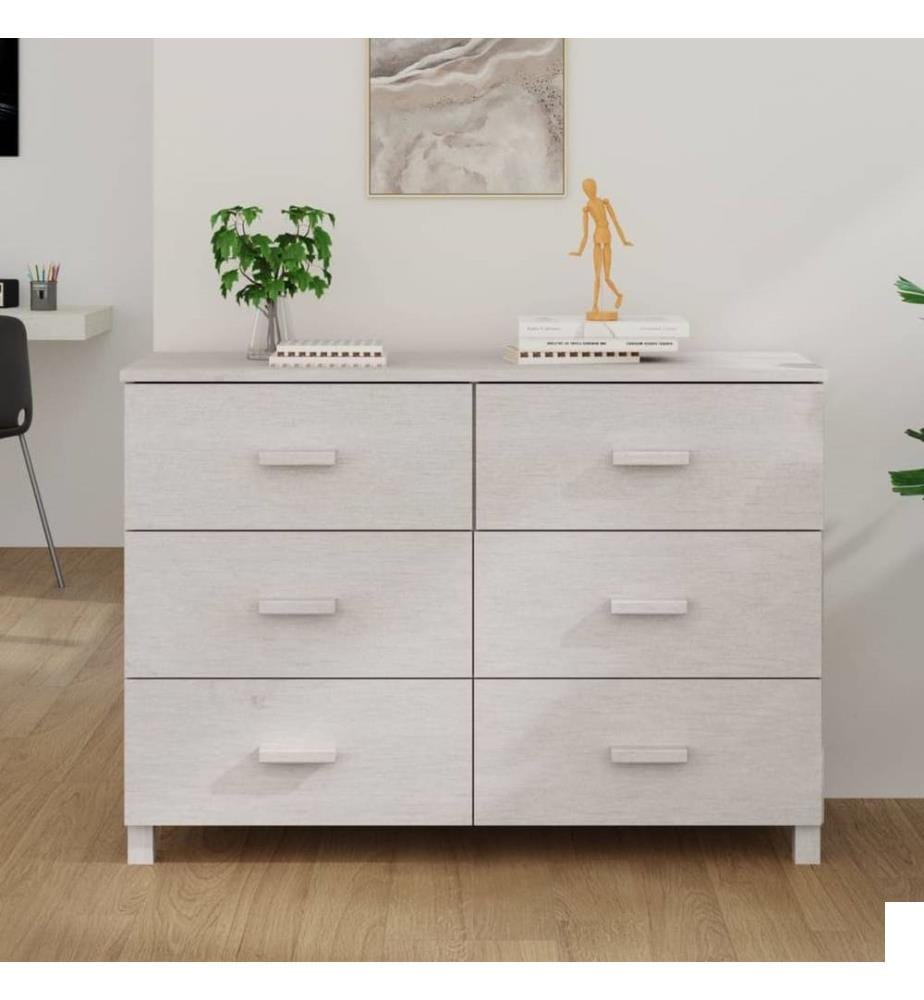 Buffet MOLDE Blanc 113x40x80 cm Bois massif de pin