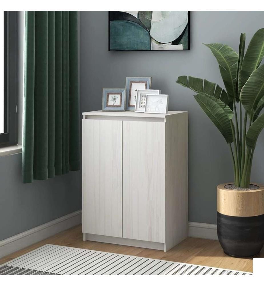 Buffet Blanc 60x36x84 cm Bois de pin massif