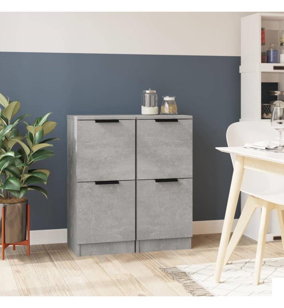 Buffets 2 pcs Gris béton 30x30x70 cm Bois d'ingénierie
