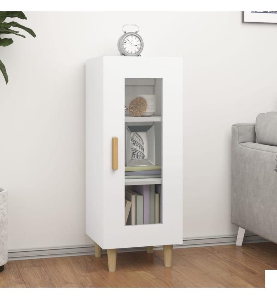 Buffet Blanc brillant 34,5x34x90 cm Bois d'ingénierie