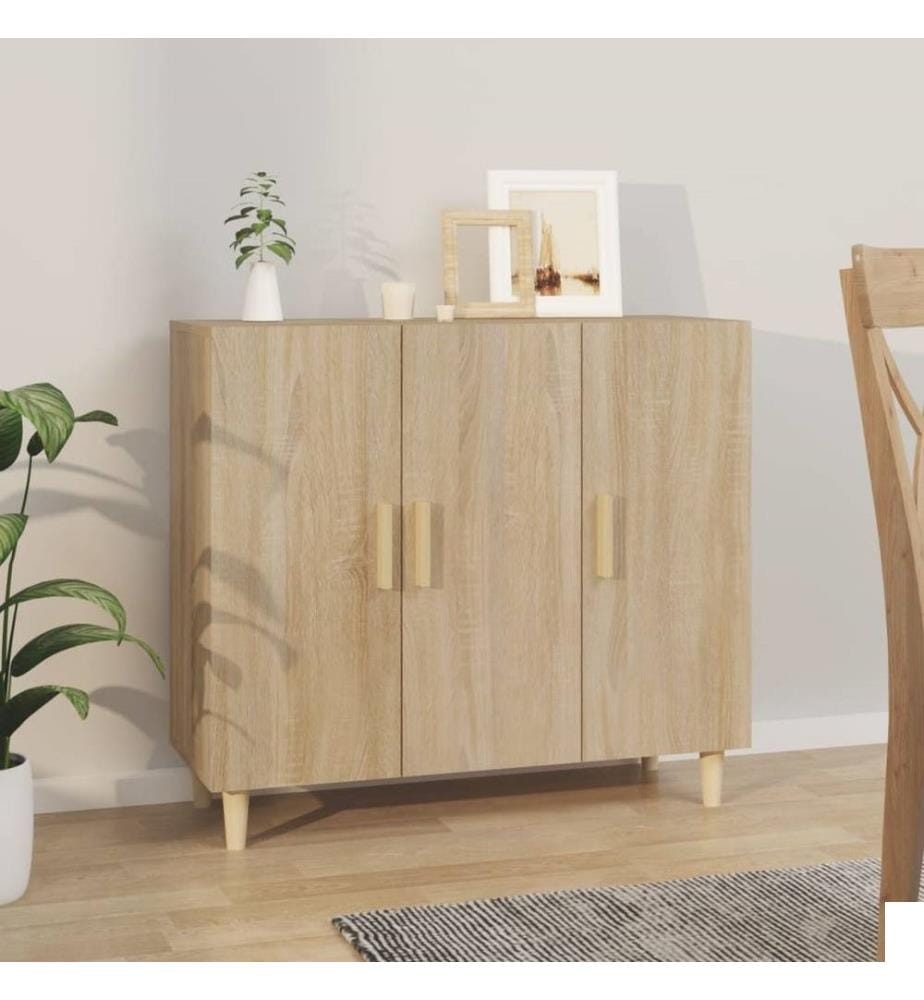 Buffet chêne sonoma 90x34x80 cm bois d'ingénierie
