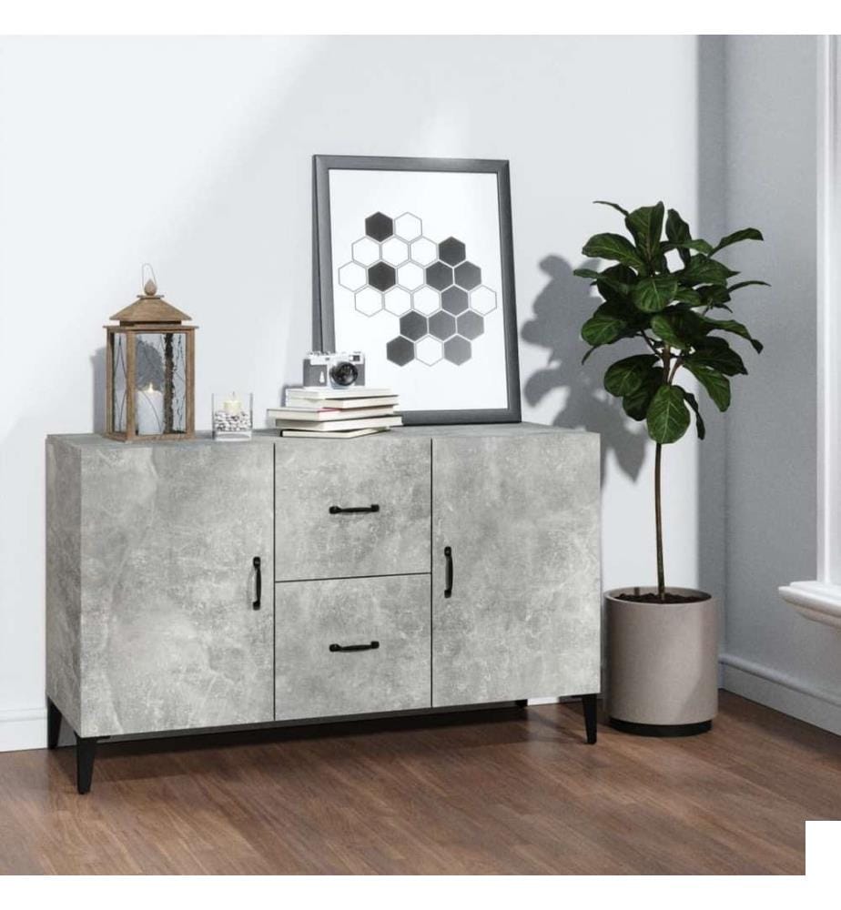 Buffet gris béton 100x36x60 cm bois d'ingénierie