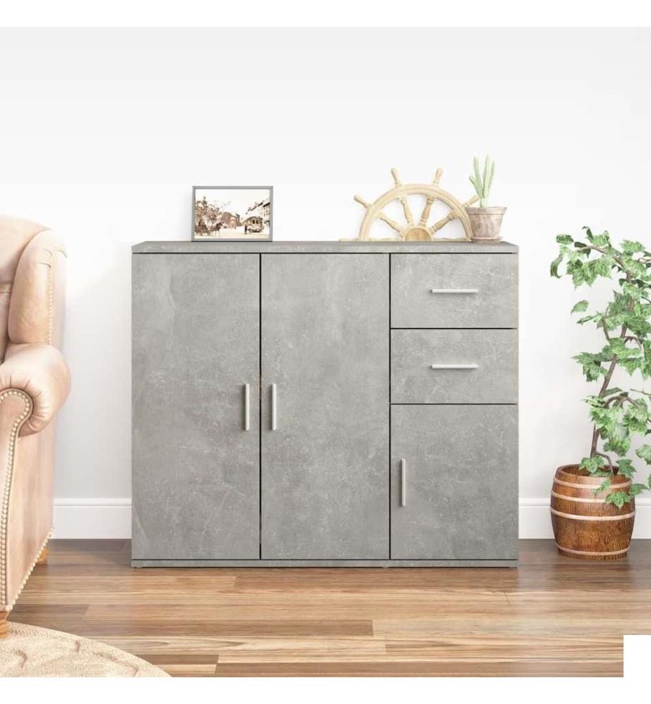 Buffet Gris béton 91x29,5x75 cm Bois d'ingénierie