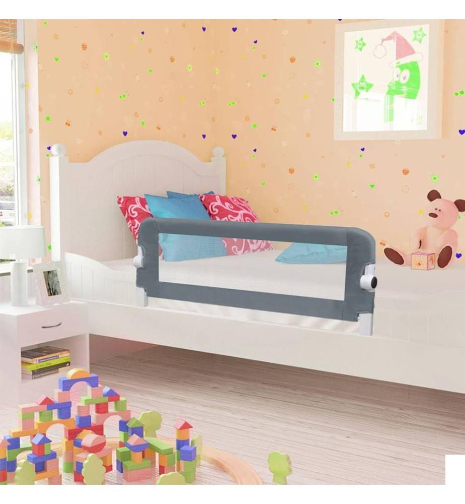 Barrière de lit enfant Gris 102x42 cm Polyester