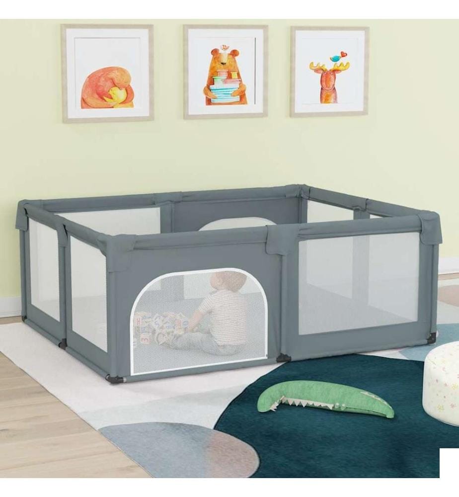 Parc pour bébé avec 2 portes Gris clair Tissu Oxford