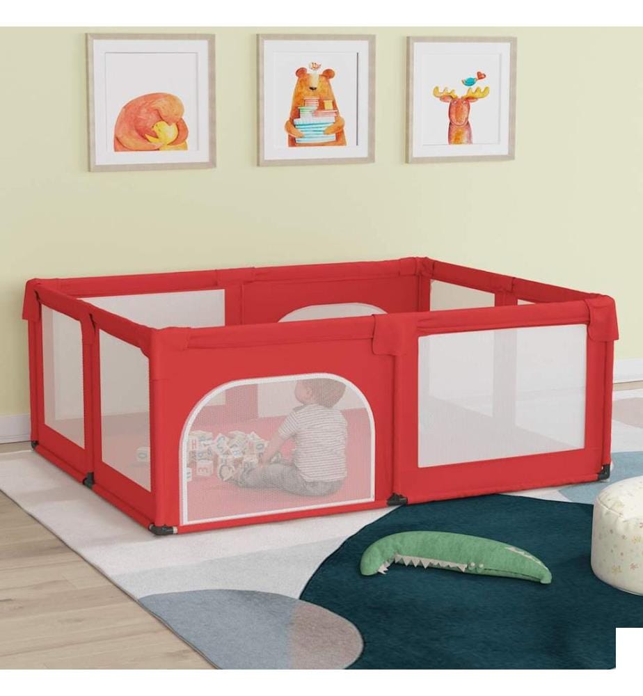 Parc pour bébé avec 2 portes Rouge Tissu Oxford