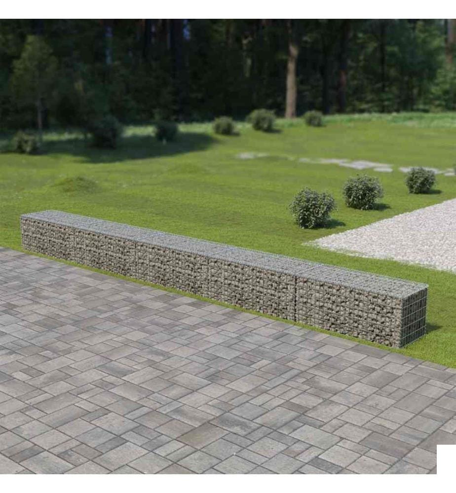 Mur à gabion avec couvercles Acier galvanisé 600 x 50 x 50 cm