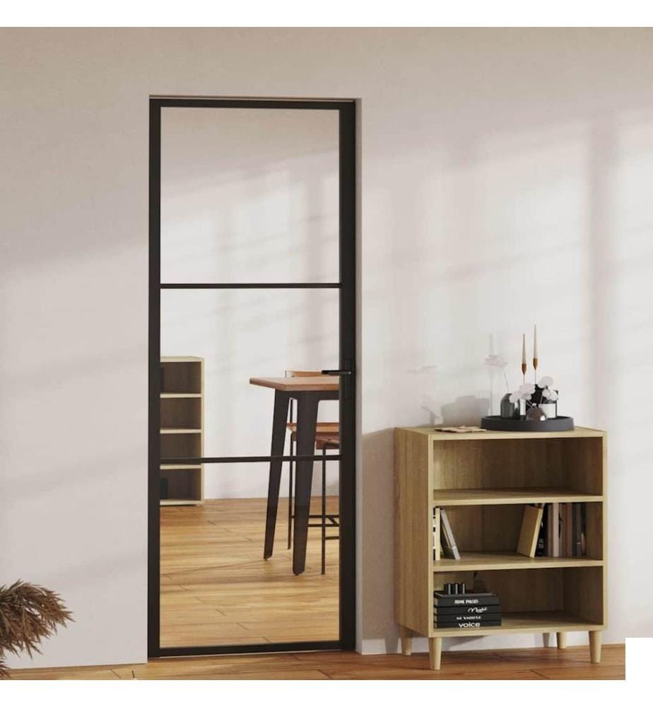 Porte intérieure Verre ESG et aluminium 76x201,5 cm Noir