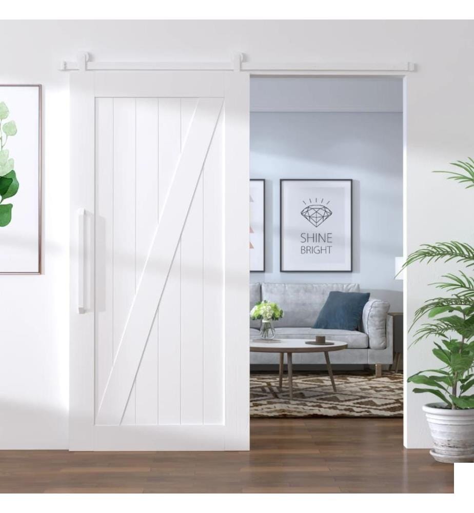 Kit de quincaillerie de porte coulissante 183 cm Acier Blanc
