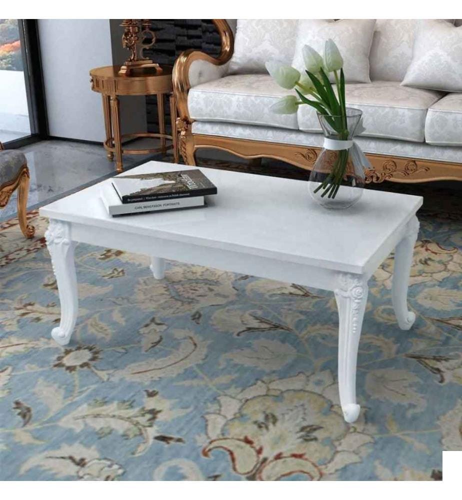 Table basse 100 x 60 x 42 cm Laquée Blanc
