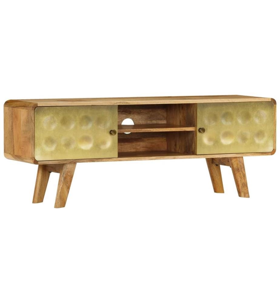 Meuble TV Bois de manguier massif 120x30x45 cm