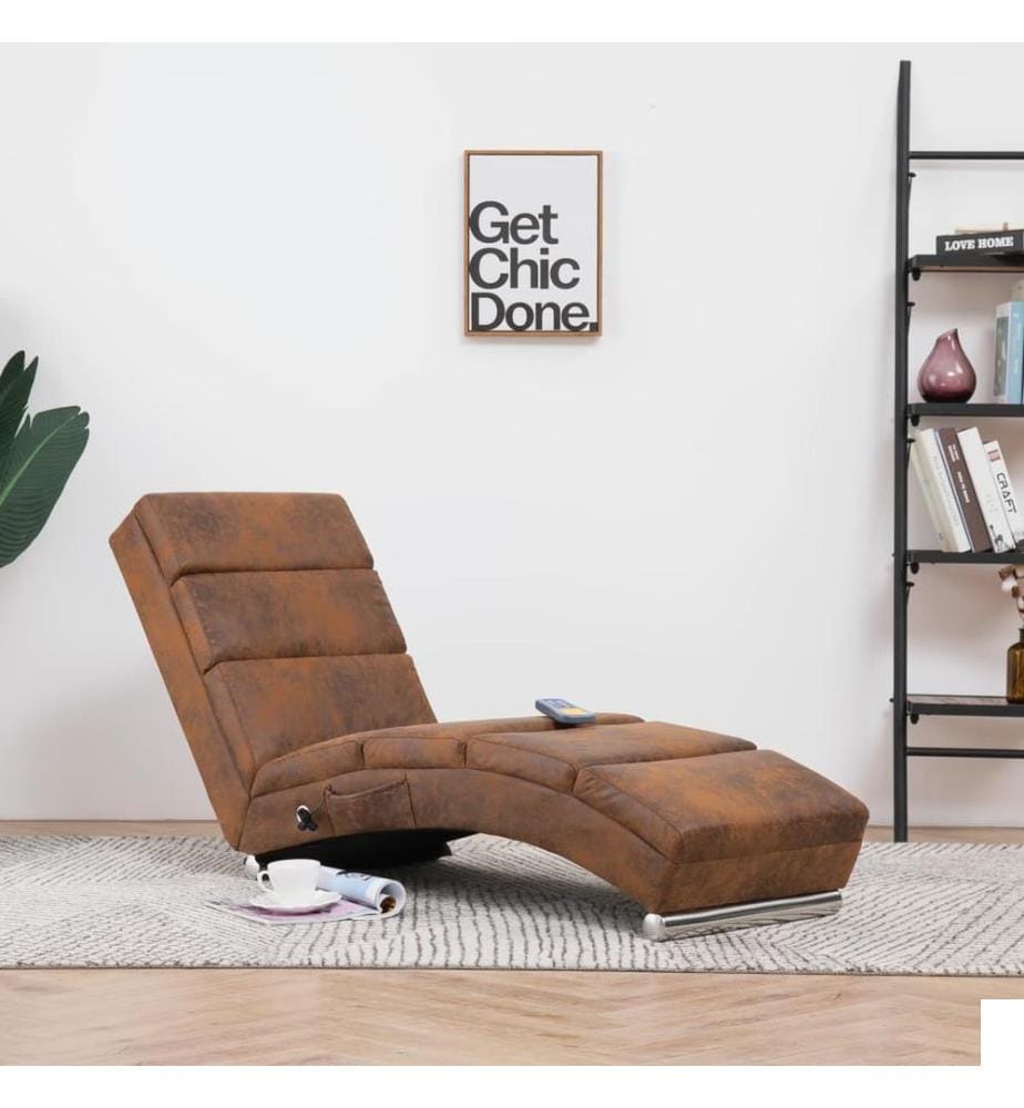 Chaise longue de massage Marron Similicuir daim