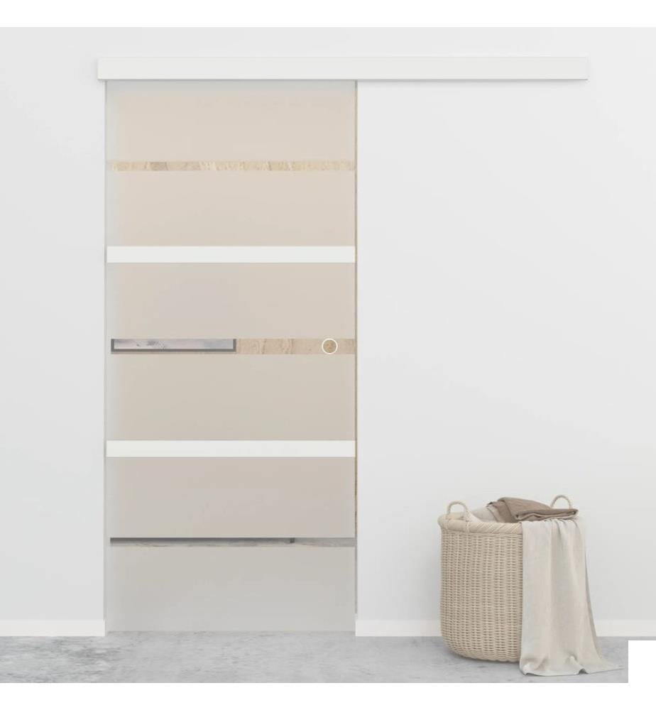 Porte coulissante butées souples Verre ESG aluminium 90x205 cm