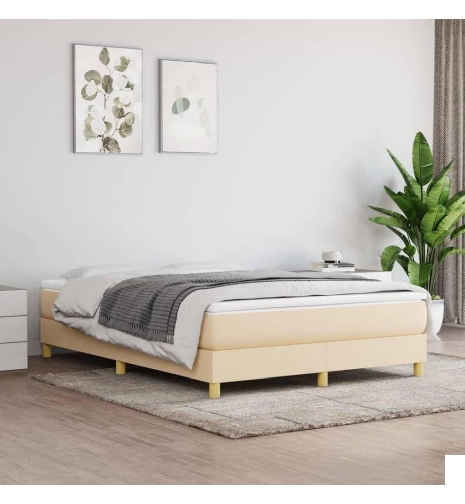 Sommier à ressorts de lit Crème 140x190 cm Tissu