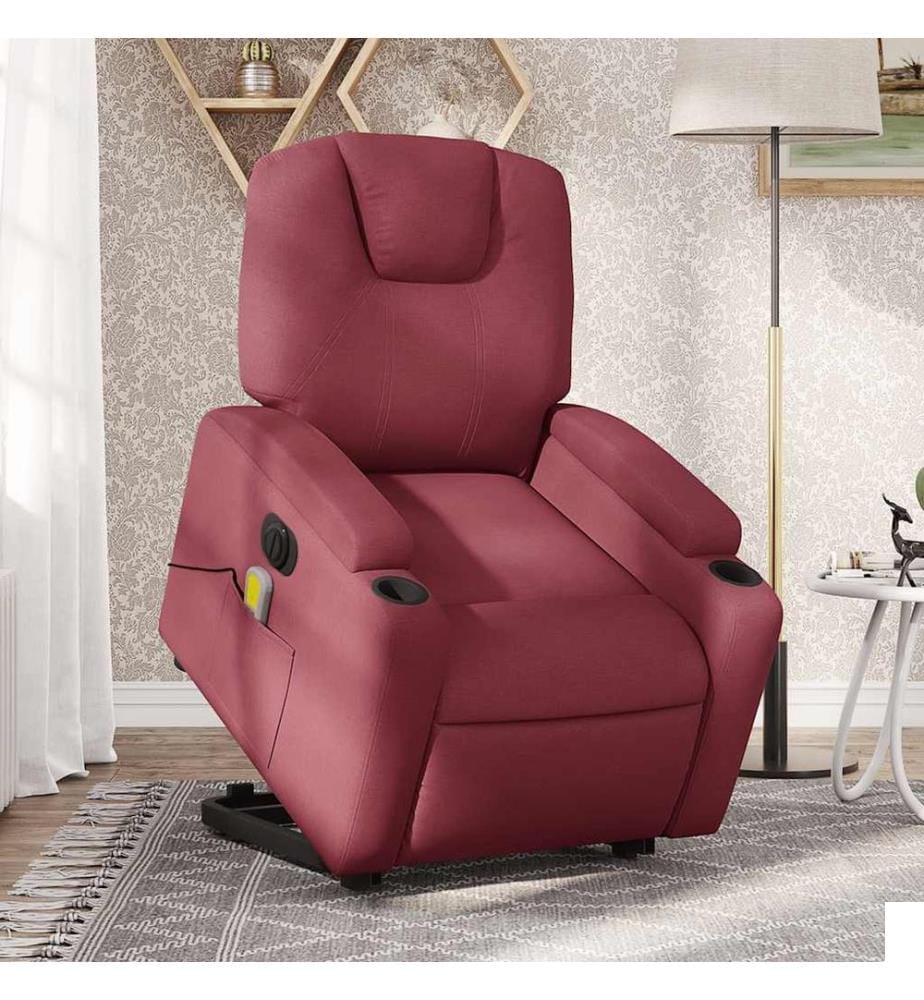 Fauteuil inclinable de massage électrique Rouge bordeaux Tissu