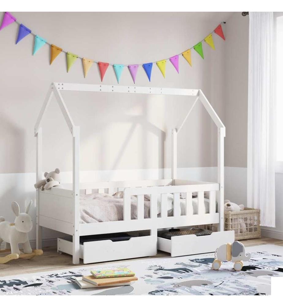 Cadre de lit enfant avec tiroirs sans matelas 80x170 cm bois