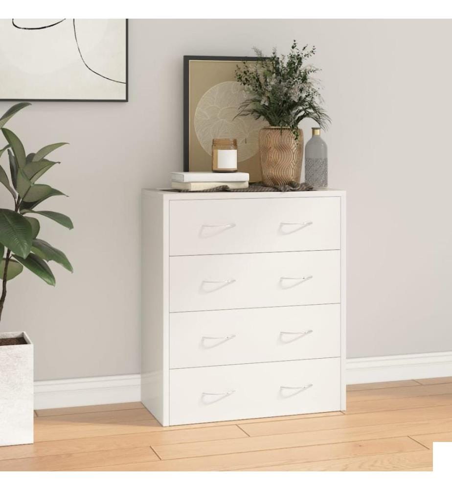 Buffet avec 4 tiroirs 60x30,5x71 cm Blanc brillant