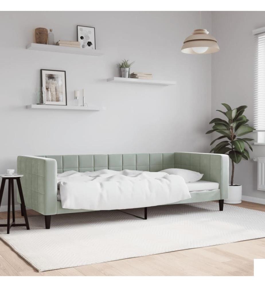 Lit de repos sans matelas gris clair 90x200 cm velours