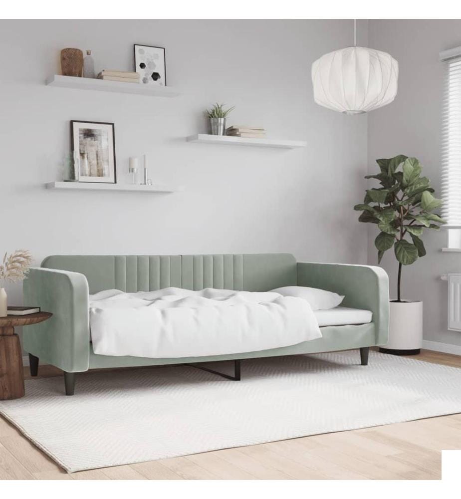 Lit de repos sans matelas gris clair 90x200 cm velours