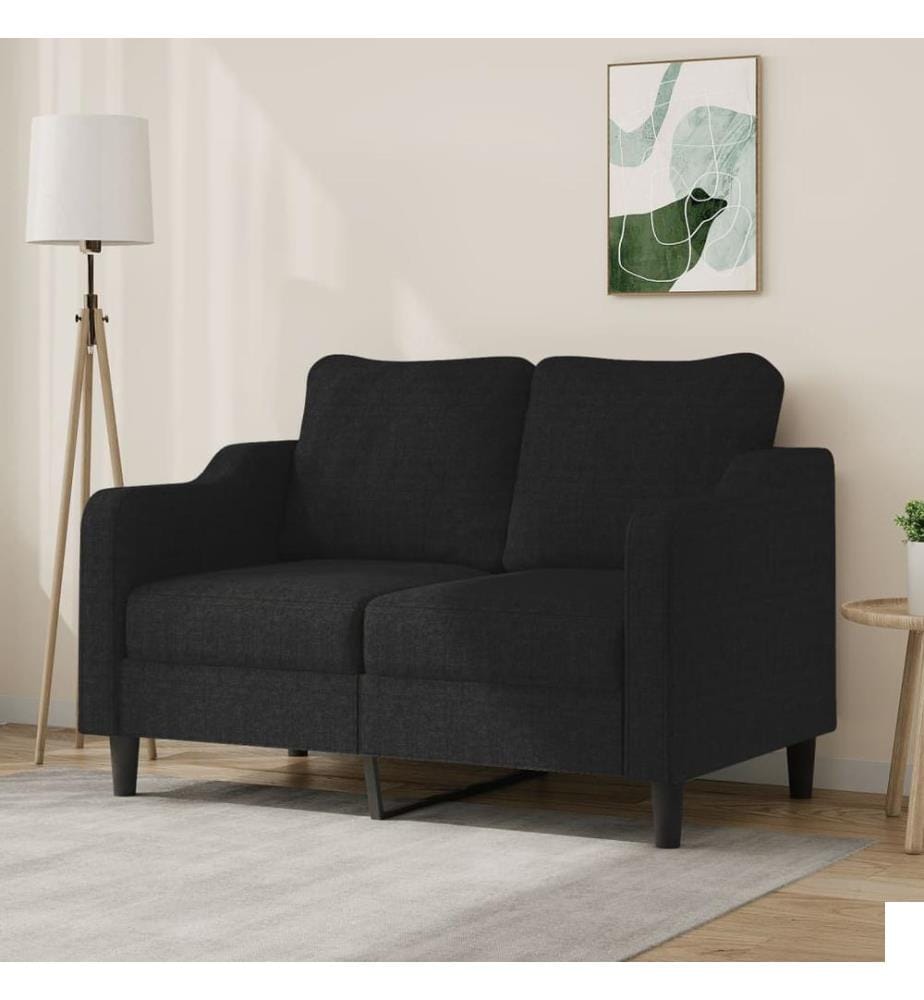Canapé à 2 places Noir 120 cm Tissu