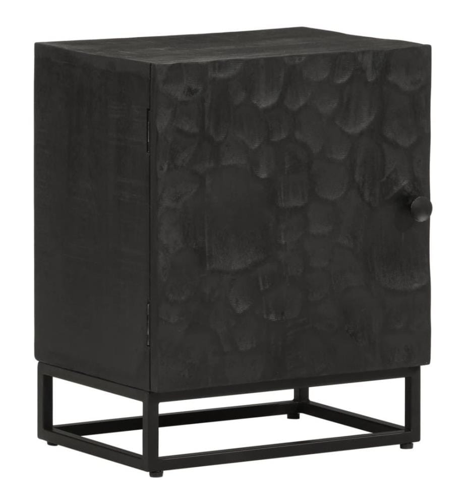 Table de chevet noir 40x30x50 cm bois massif manguier et fer