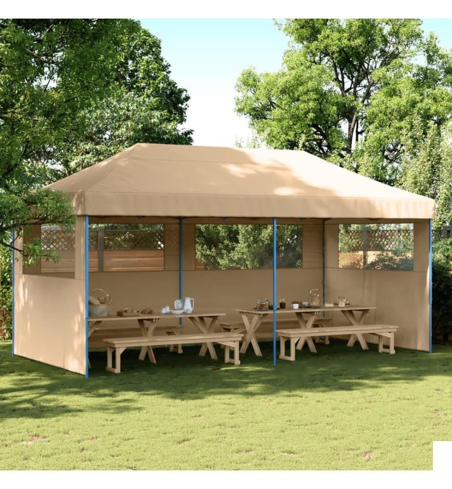 Tente de réception pliable escamotable avec 3 parois latérales