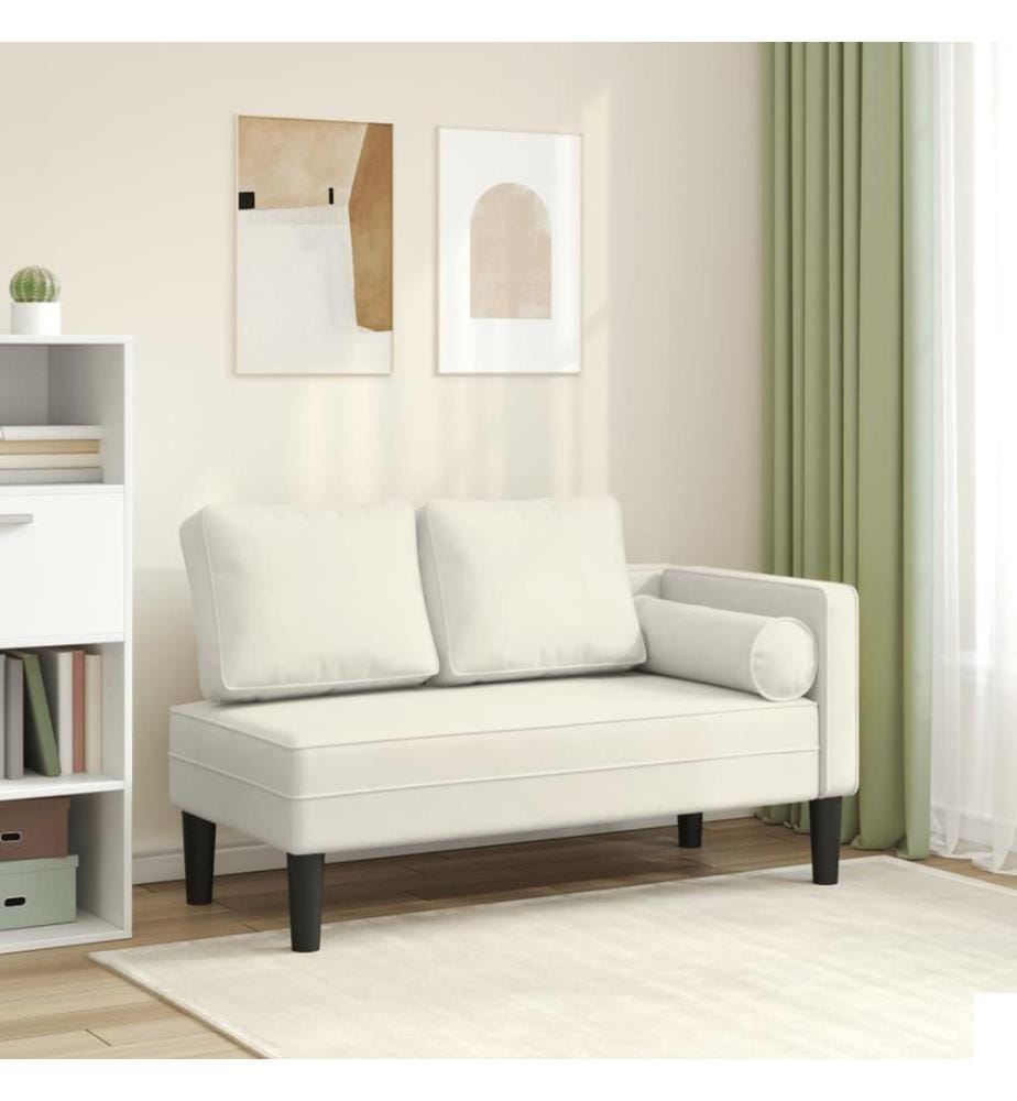 Chaise longue avec coussins crème velours