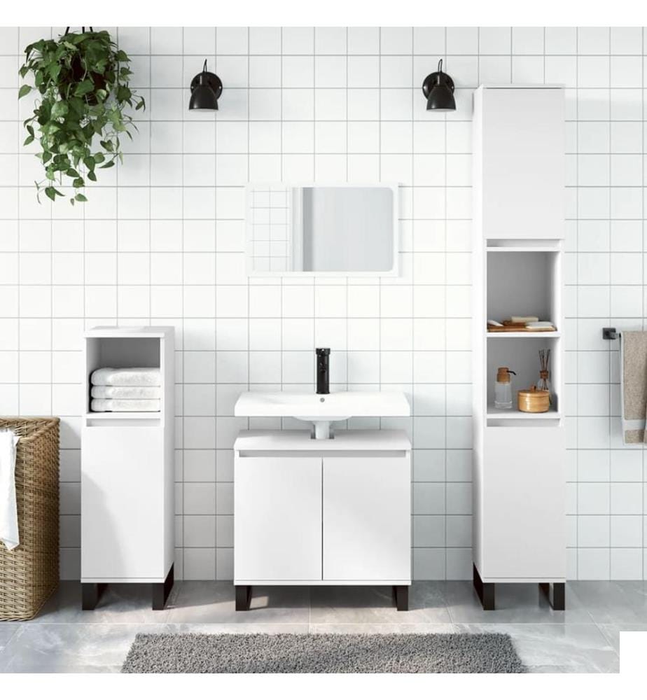 Armoire de salle de bain blanc 30x30x190 cm bois d'ingénierie
