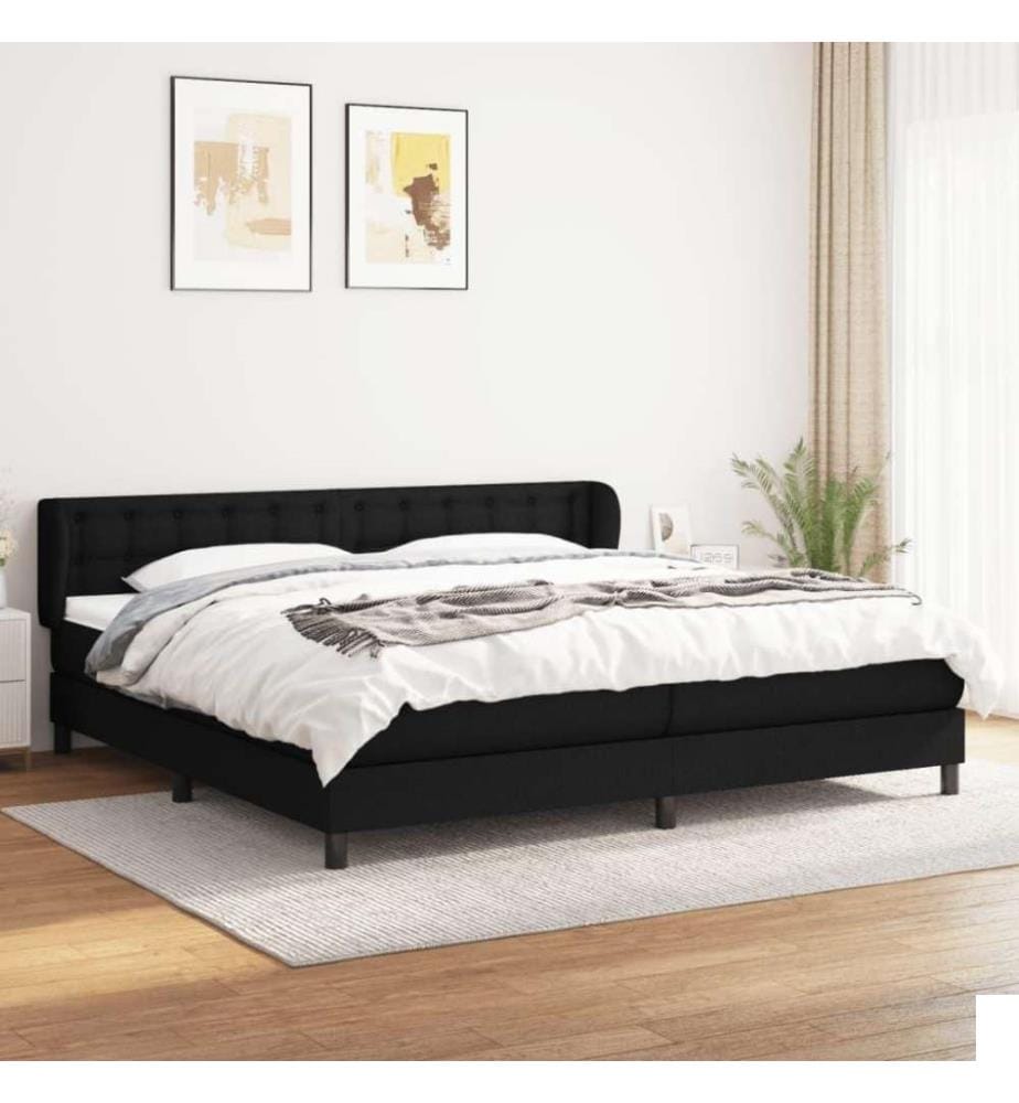 Lit à sommier tapissier avec matelas Noir 200x200 cm Tissu