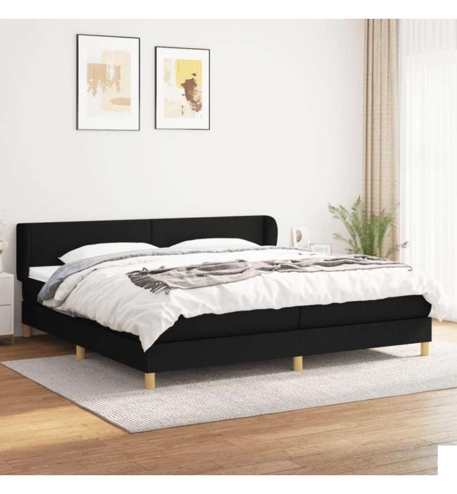 Lit à sommier tapissier avec matelas Noir 200x200 cm Tissu