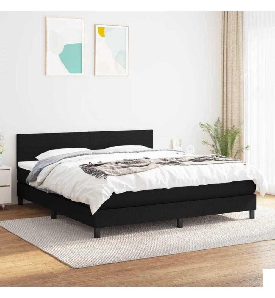 Lit à sommier tapissier avec matelas Noir 180x200 cm Tissu