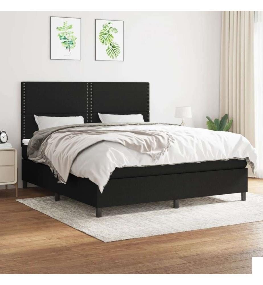 Lit à sommier tapissier avec matelas Noir 180x200 cm Tissu