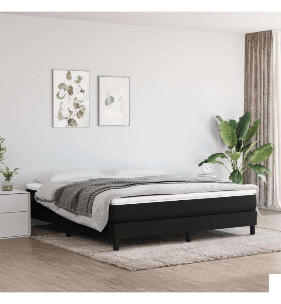 Lit à sommier tapissier avec matelas Noir 180x200 cm Tissu
