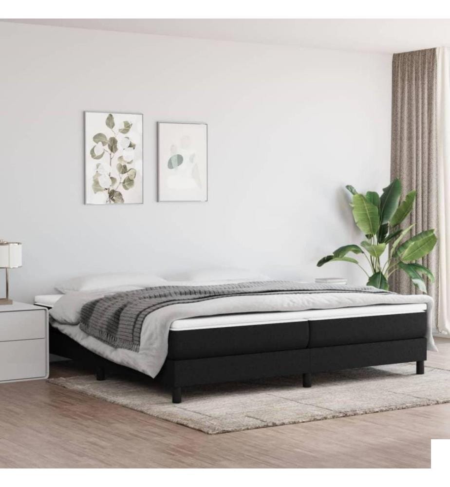 Lit à sommier tapissier avec matelas Noir 200x200 cm Tissu