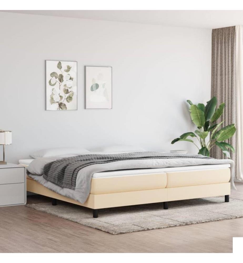 Lit à sommier tapissier avec matelas Crème 200x200 cm Tissu