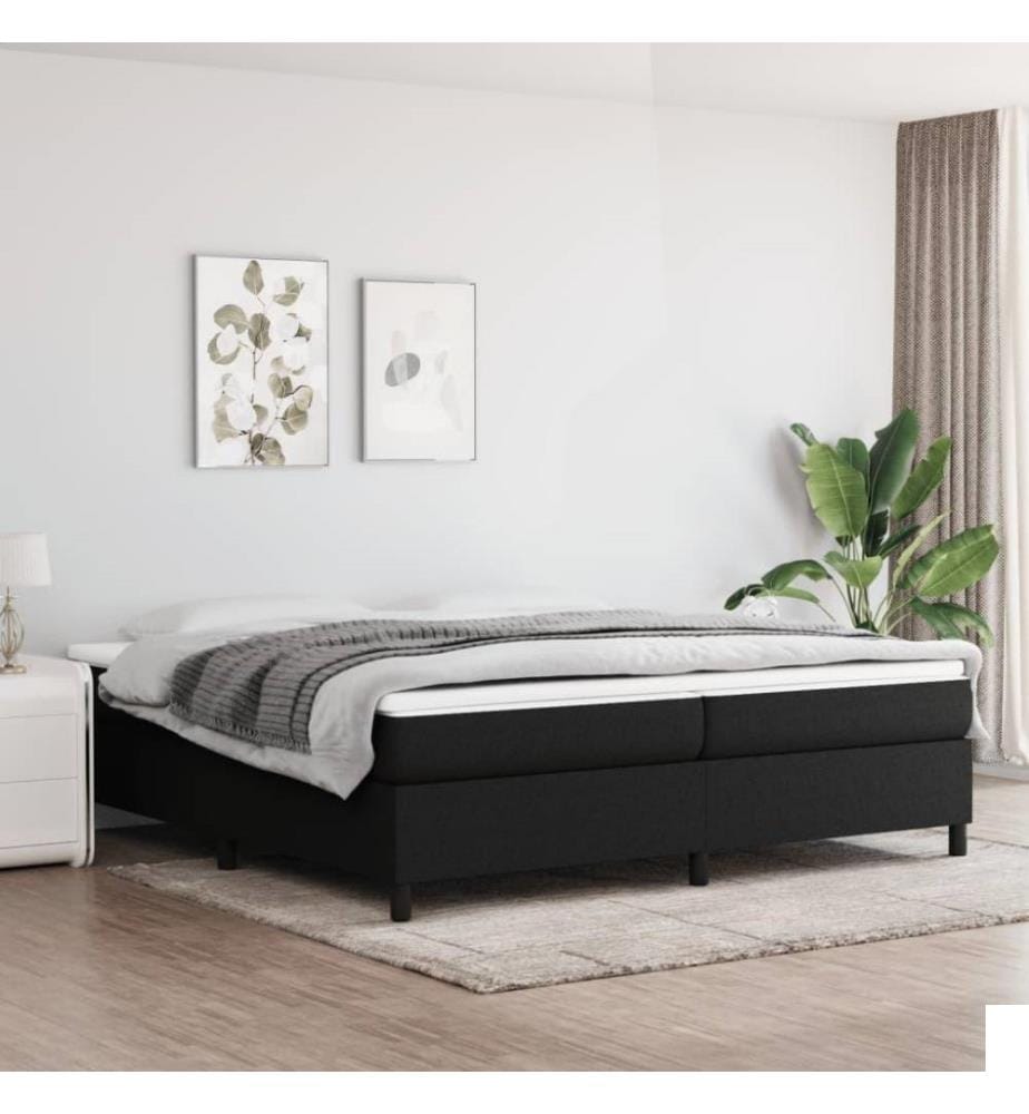 Lit à sommier tapissier avec matelas Noir 200x200 cm Tissu