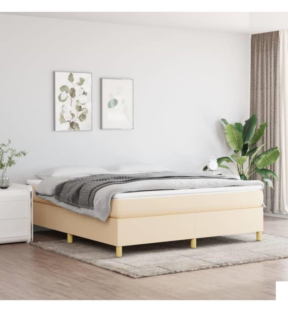 Lit à sommier tapissier avec matelas Crème 180x200 cm Tissu