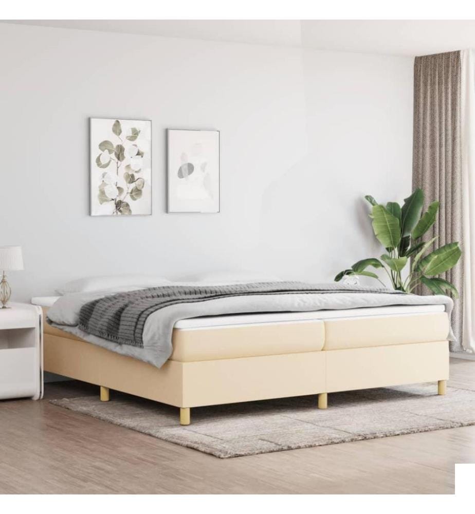 Lit à sommier tapissier avec matelas Crème 200x200 cm Tissu